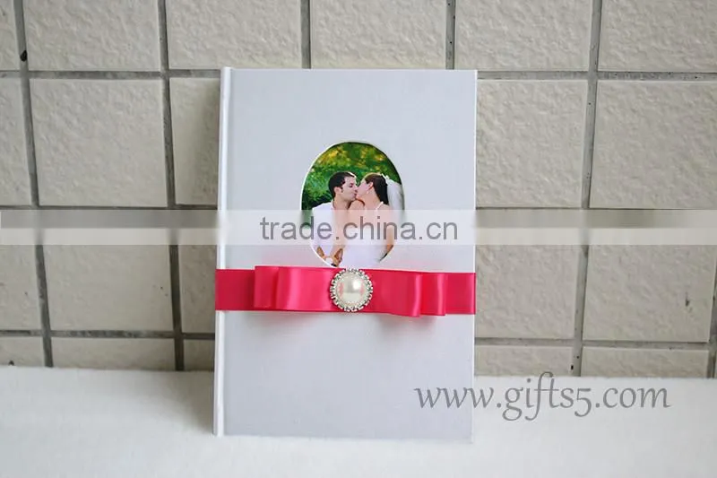 Custom Handmade Wholesale Wedding Guest Books with silk hardcover