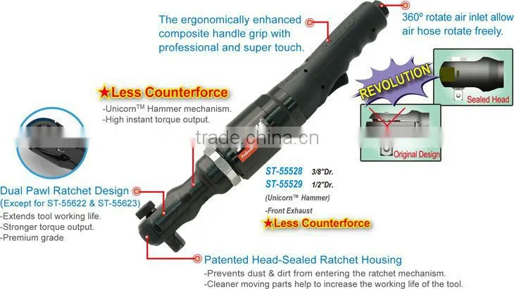 Industrial 3/8" drive impact mini air ratchets