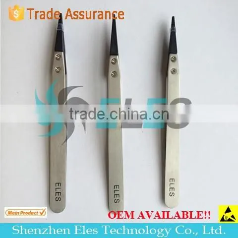 Wholesale black antistatic esd plastic tweezers