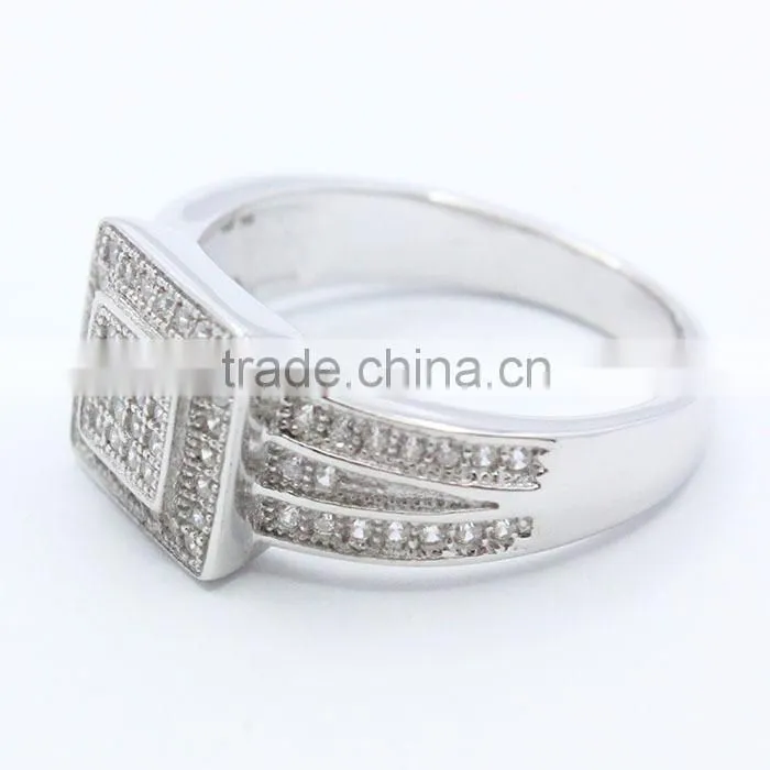 925 sterling silver gemstone rings for men rhodium/ silver plated wholesale