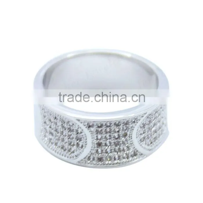 unisex fashion 925 sterling silver ring micro setting round shape ring