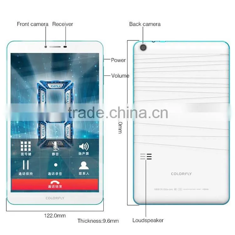 Original Colorful G808 Tablet 3G WCDMA OS 4.2 MTK6592 Octa Core 1+8GB 5MP+2MP 8.0"1280*800 MINI phone call tablet