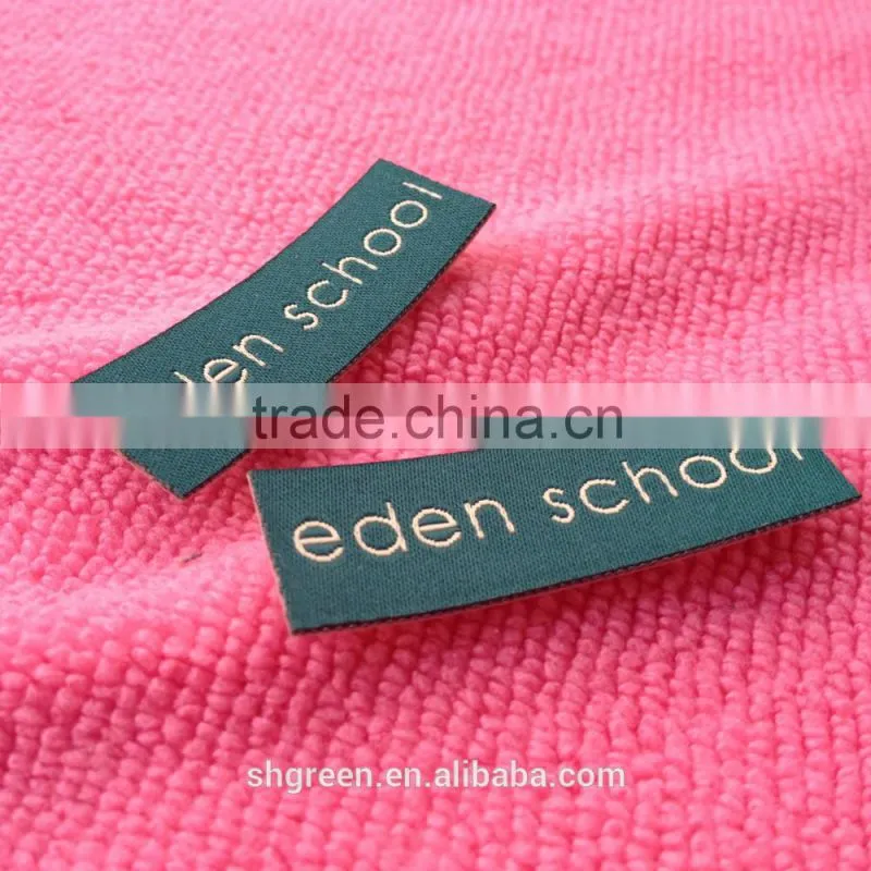 flower logo woven/weaving neck label with end fold