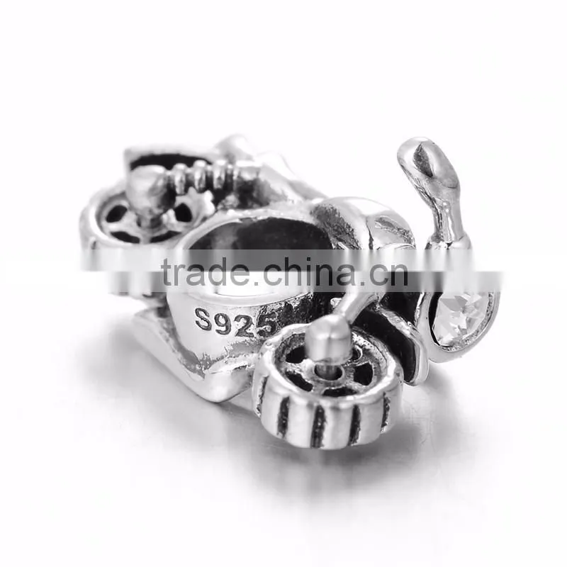 X208 Handmade Silver Motorcycle Charms,Real 925 Silver Diy Charm Pendants For Men