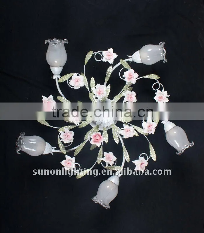 Natural double glass shade metal art table lamp