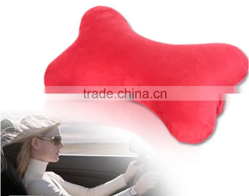 Bone shape memory foam car neck pillow, 100%polyester velvet cover