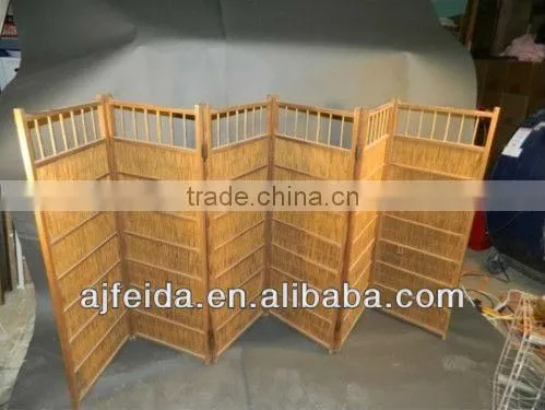 Antique Bamboo and Cedar Japanese Six-Paneled Folding Screen, bamboo screen
