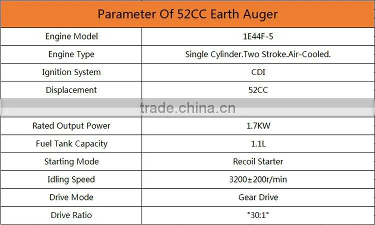 68cc earth hole drilling machine with 1e48f engine