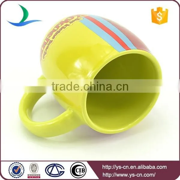 YSm0026 Light green glazed chunky mug with cute cartoon