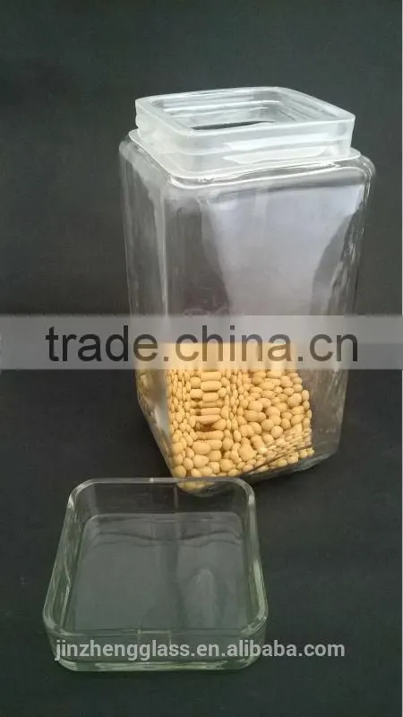 square glass food buffet jars (factory) wholesale glass jars with glass tap
