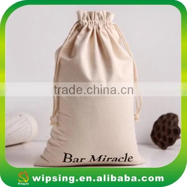 Organic Large Cotton Canvas Drawstring Bag with Logo Printed