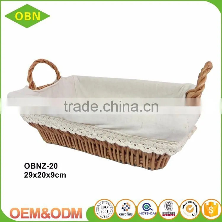 Food safe grade woven fruit tray wicker rattan bread basket with handle