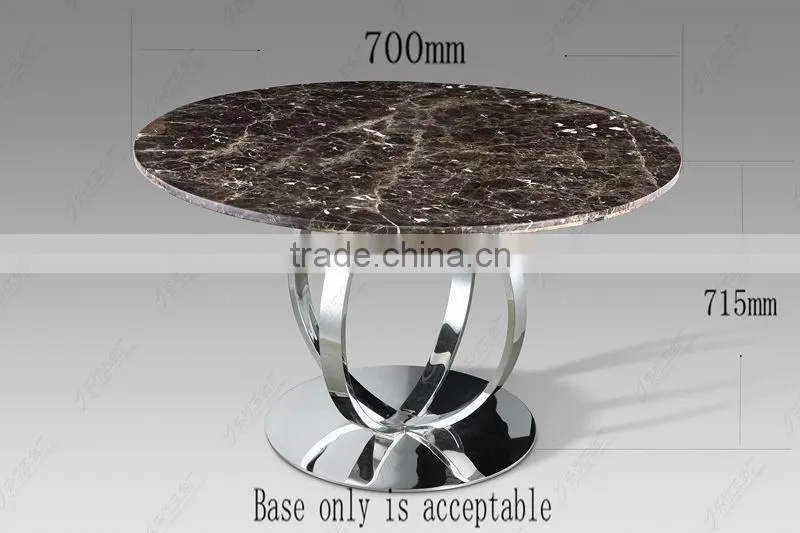 Stainless steel base round dining table with marble top