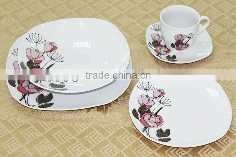 fine porcelain square dinnerware set beautiful flower decal
