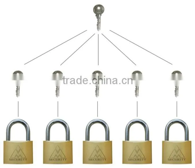 Brass padlock with master key