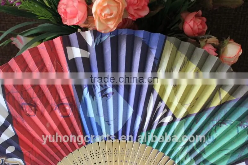 Best selling bamboo paper fan with two sides printing
