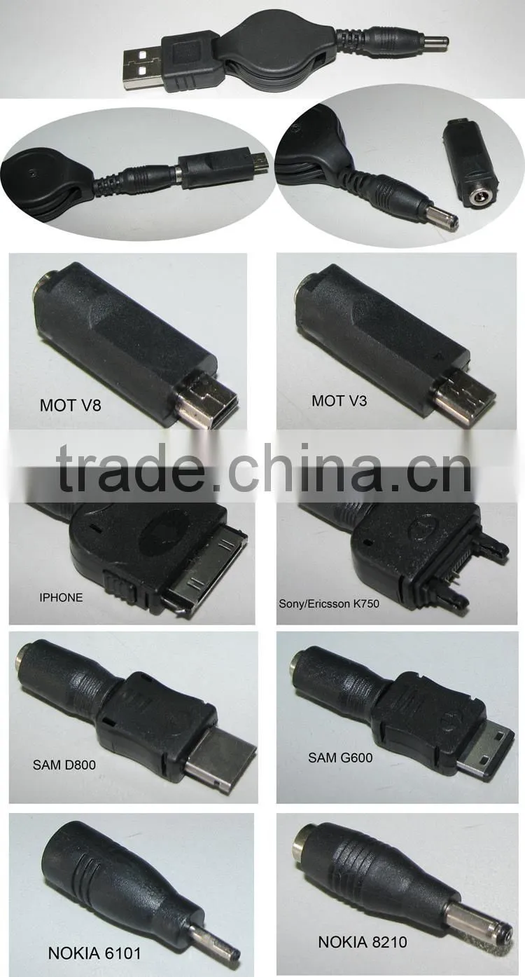 9PCS Multi-use Car Charger Cables for Apple and Samsung Micro USB Devices