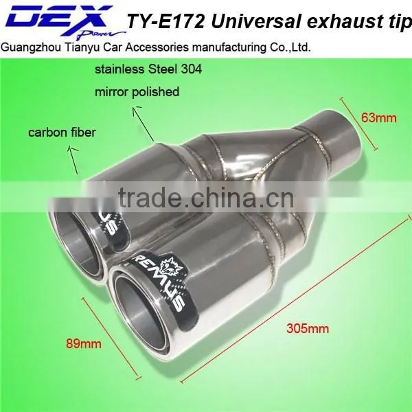 high quality auto part stainless steel 304 and carbon fiber universal double exhaust tip