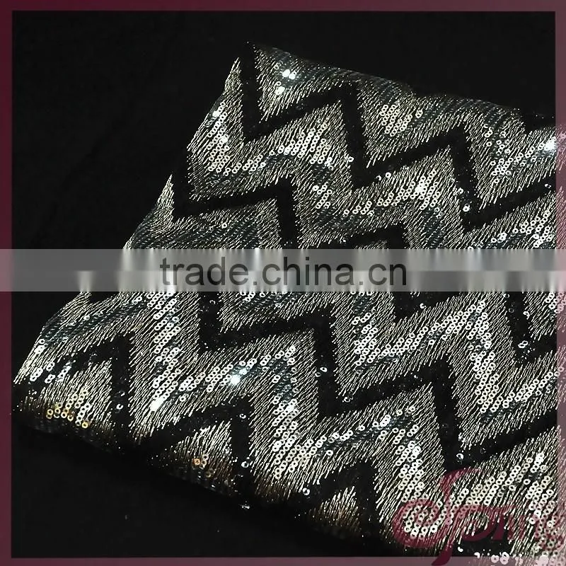 New arrival V-shape design wholesale cheap sequin lace fabric for party dress