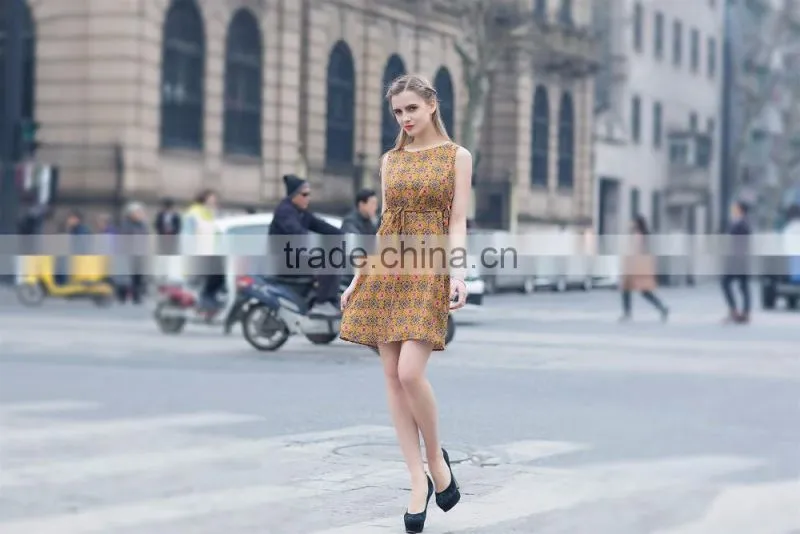 women's lovely dress for summer fashion printed dress slim fit sleeveless dress casual skirt