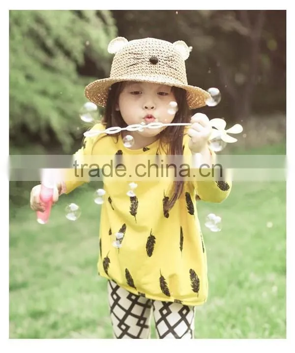 2016 new stylish baby girls and boys cute mickey handmade straw hat Kids sunhat