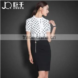 2017 New design ladies office wear white v-neck collar blouse for women