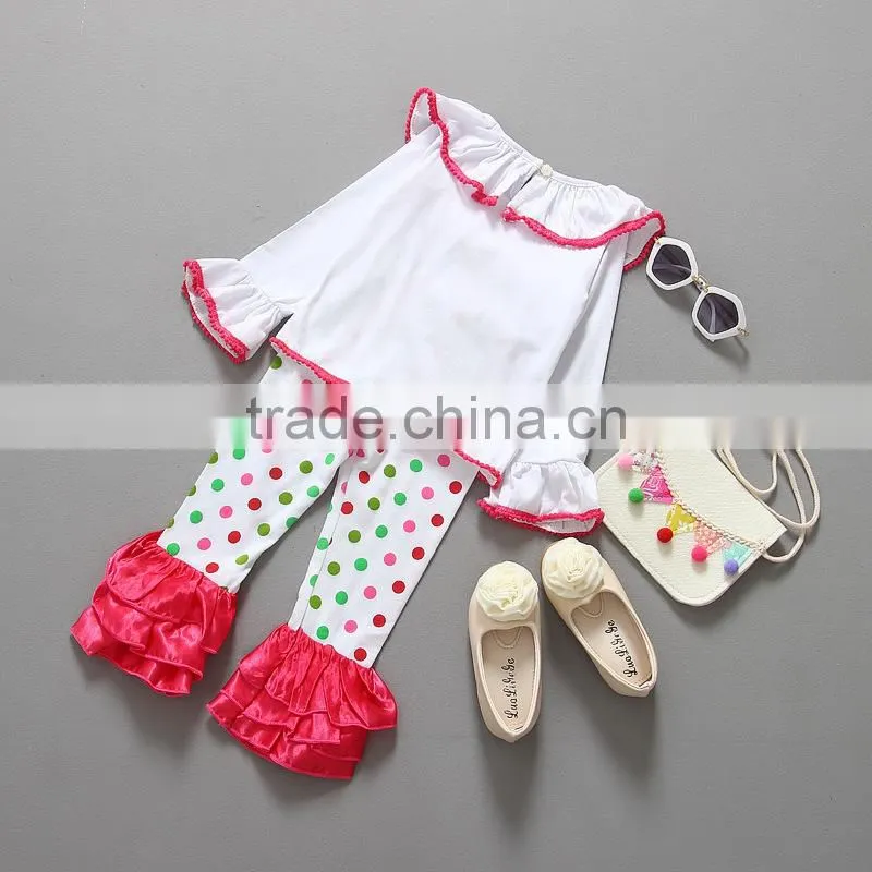 Christmas Reindeer Ruffle Cotton Toddler Girls Boutique Clothing Sets