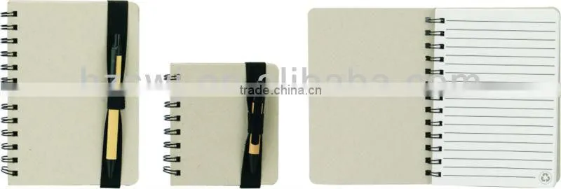 Hard kraft paper cover spiral winding notebook 70grams 80sheets 18*14cm with paper pen with recycle cutout logo