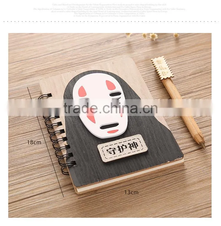 Spirited Away No Face Man Cartoon Wooden Japanese Anime Notebook Design A