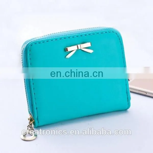 CR European test passed smooth pu surface inlaid the bow mini coin purse white styling small women wallet and euro coin wallets