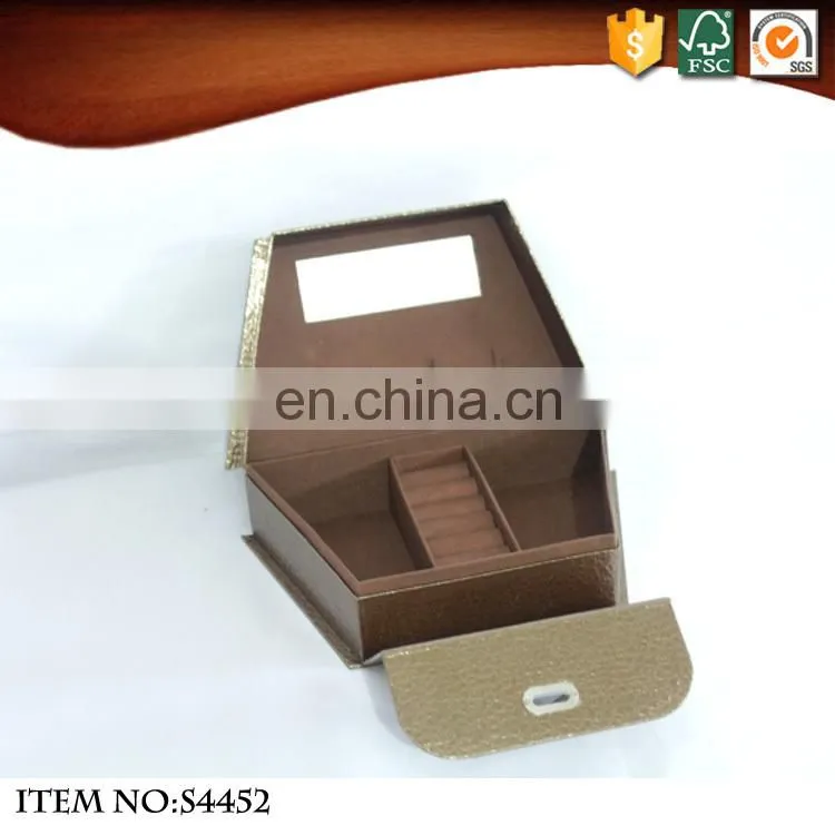 Taobao luxury cardboard mirrored jewelry suitcase box with metal lock