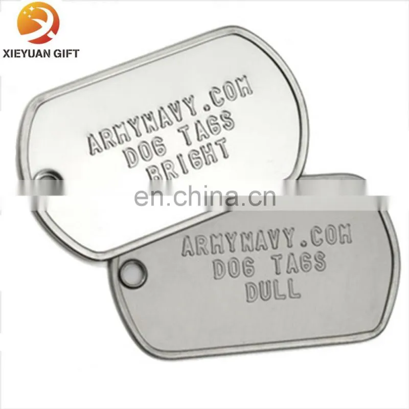 Metal stamped dog tag with 30 inch chain