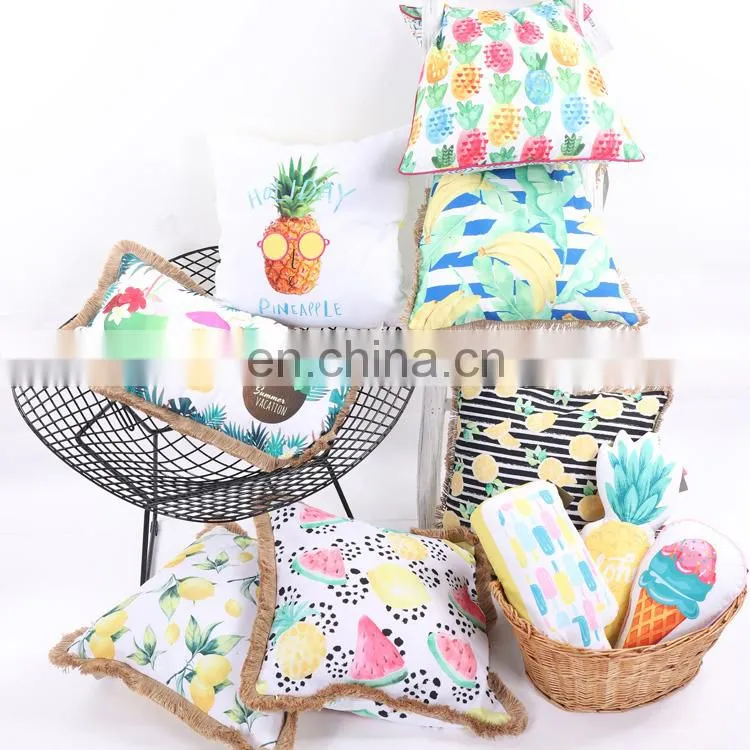China Nanjing provide customized spun-spun fresh Fruit plants patterned shaped pillows decorative