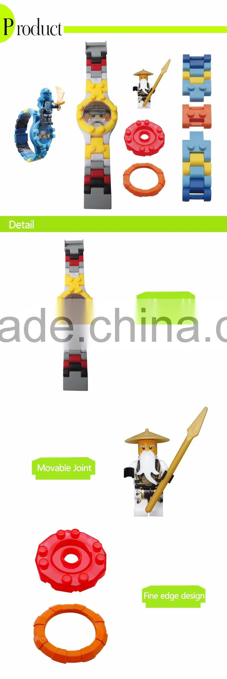 New arrival plastic building blocks toys for kids electronic watch with minifigures