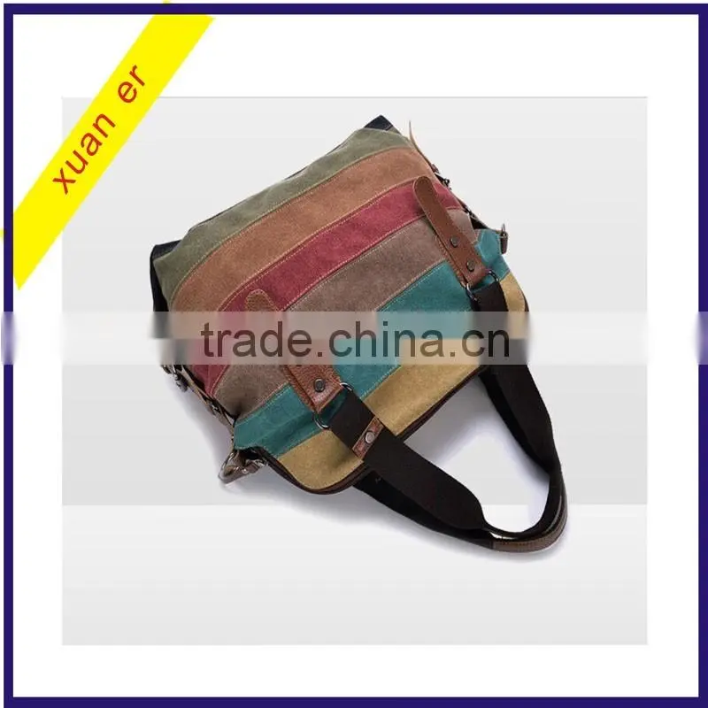 2016 China wholesale fashion women canvas shoulder handbag for ladies