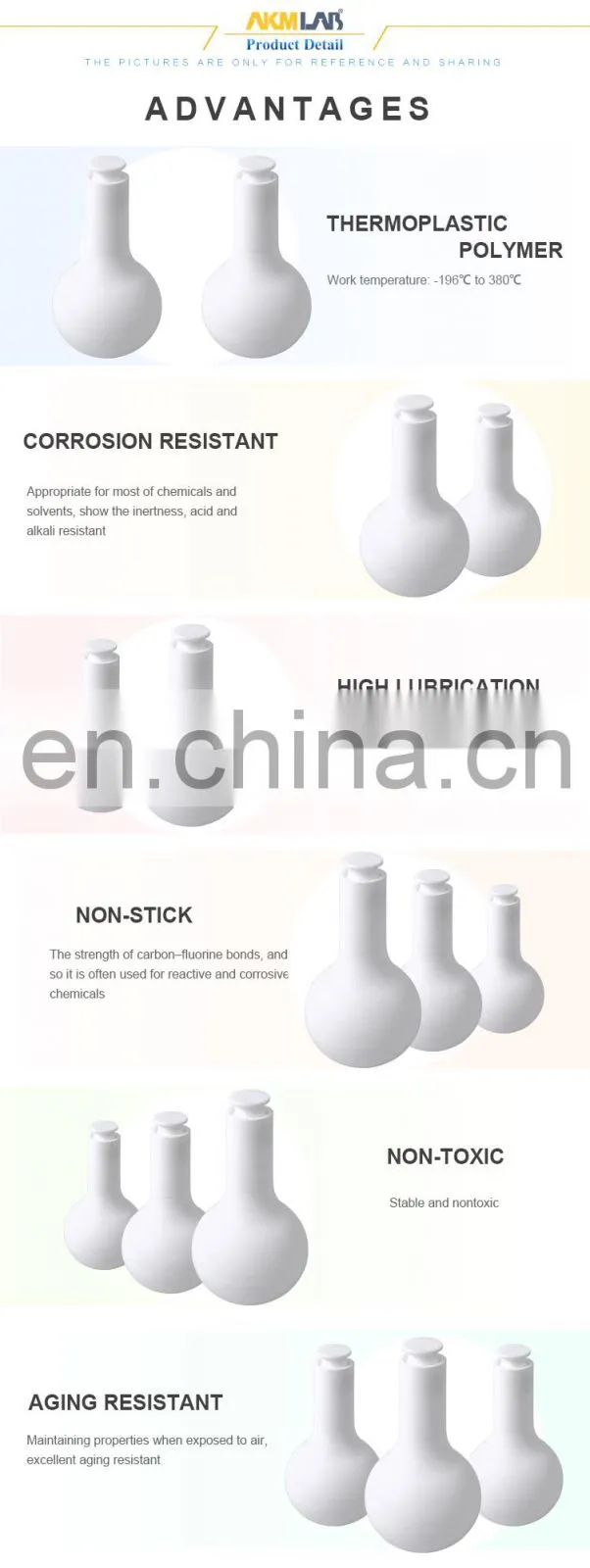 AKMLAB Laboratory PTFE Volumetric Flask With Stopper