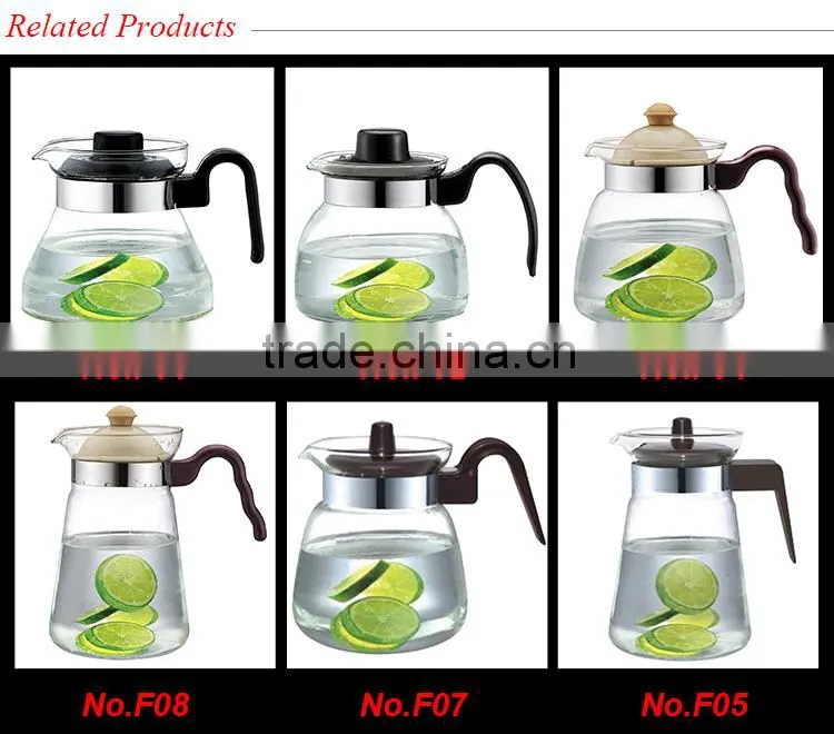 water tea pot heat resistant glass kettle with warmer