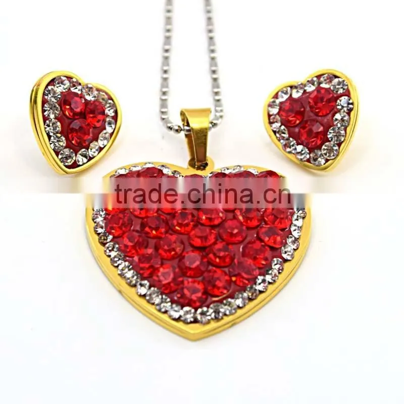 Brazilian Gold Jewelry Wholesale 316L Stainless Steel Jewelry Ruby Jewelry Set