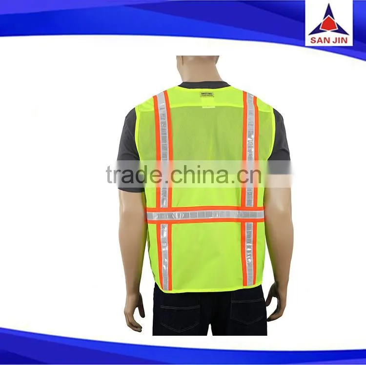 2016 High visibility yellow polyester reflective safety vest