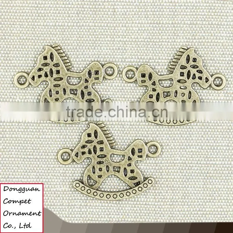 Wholesale diy jewelry double crane hollow out rocking horse pendant