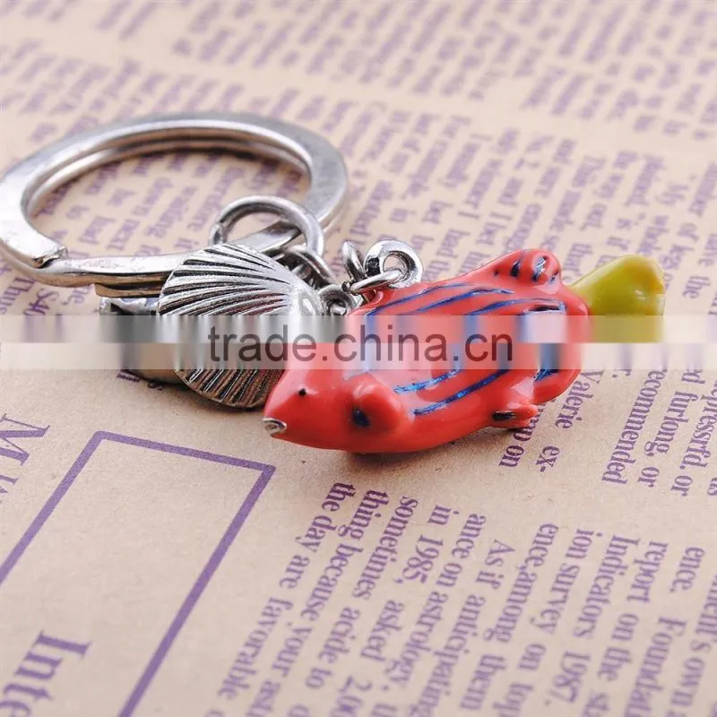 Metal Keychain key ring wholesale cheap lazy fish keychain