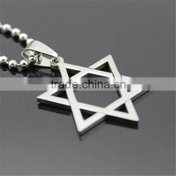 Wholesale stainless steel hexagram six point star pendant necklace