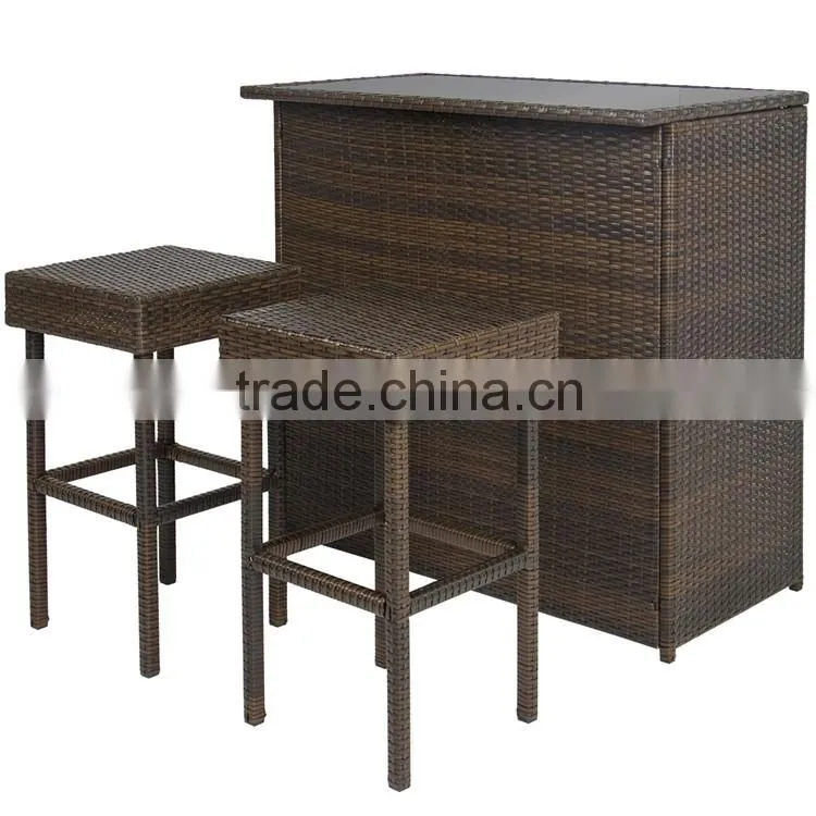Patio Bar Space Saving Furniture Iron Rattan Chairs Outdoor Rattan Bamboo Chairs