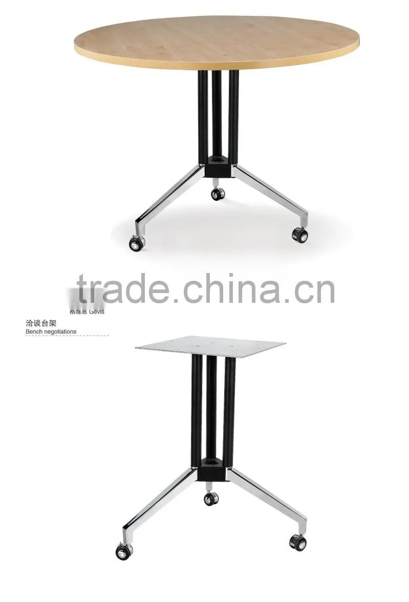 metal frame round meeting conference table with panel top