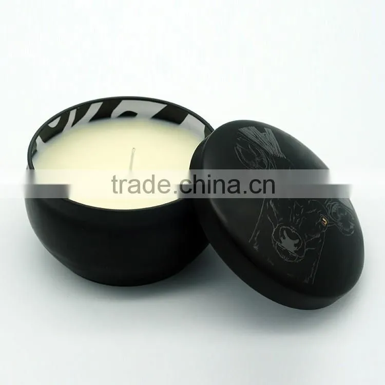 Black travel tin candle/Aroma Tin candle/Tin metal candle/Tins massage candle