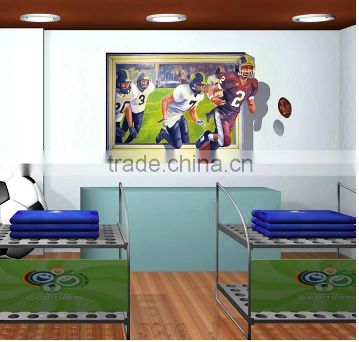 UV printed 3D sports Rugby football player window wall sticker