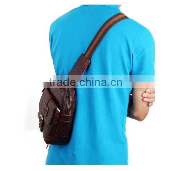 Wholesale Drop Shipping Vintage 100% Genuine Leather Cowhide Men Chest Bag Small Shoulder Cross Body Messenger Bag Bags For Men