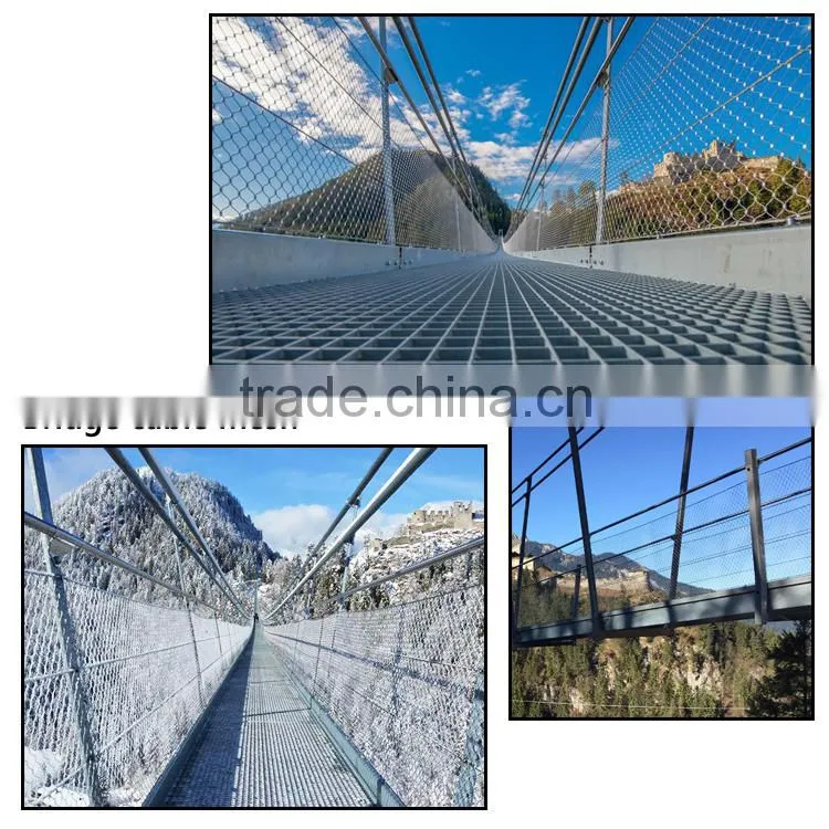 2mmx60mm X-tend flexible stainless steel wire mesh webnet railing stays with perimeter rope