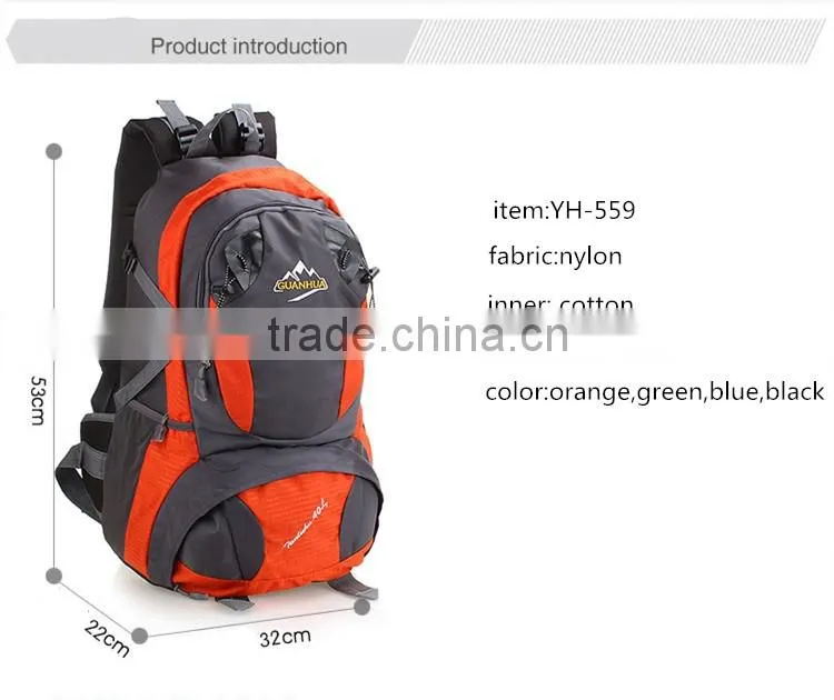 Fashion large capacity travel sports backpack, nylon waterproof fabric backpack