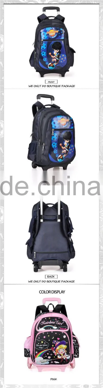 New sunny boy student school bag backpack with trolley